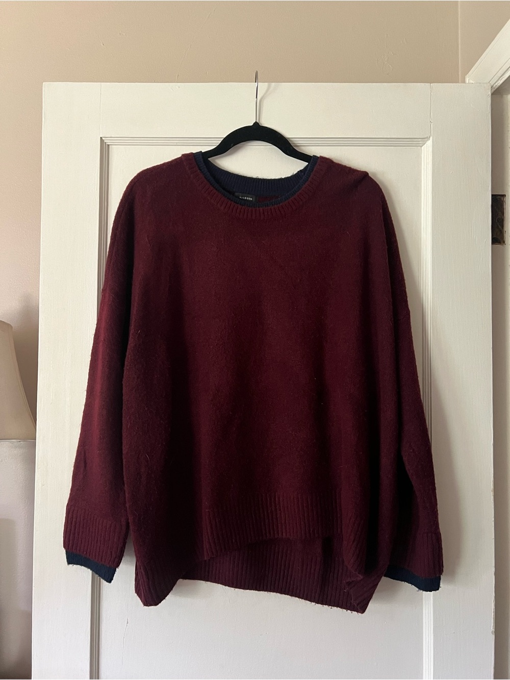French Connection Women's Burgundy Crewneck Sweater - Classic Everyday Knit